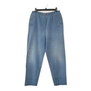 ST MICHAEL Vintage High-Rise Light Chambray Elastic Waist Straight Leg Pants